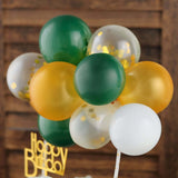 Confetti Balloon Garland Cloud Cake Topper, Mini Cake Decorations - Gold, Hunter Green & White