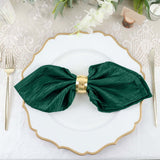 5 Pack | Hunter Emerald Green Accordion Crinkle Taffeta Dinner Napkins | 20x20Inch