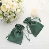 12 Pack | 4x6inch Hunter Emerald Green Satin Wedding Party Favor Bags, Drawstring Pouch Gift Bags
