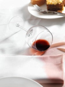 Wine spilled on a tablecloth