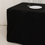 Fire Retardant Black Fitted Tablecloth 8ft Premium Polyester Rectangular Table Cover 96inch