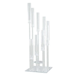 4ft Crystal 9-Arm Cluster Glass Taper / Pillar Square Candle Stand, Hurricane Candle Holder Floral
