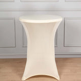 Beige Highboy Spandex Cocktail Table Cover, Fitted Stretch Tablecloth for 24"-32" Dia High Top Table