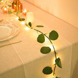 7ft 20 LED Green Silk Eucalyptus Leaf Garland Vine String Lights, Warm White Battery Operated