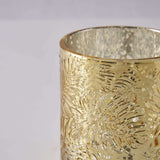 6 Pack | Gold Mercury Glass Palm Leaf Candle Holders, Votive Tealight Holders