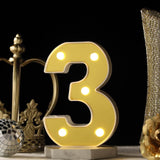 6" Gold 3D Marquee Numbers | Warm White 5 LED Light Up Numbers | 3#whtbkgd