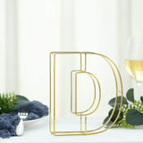 8" Tall | Gold Wedding Centerpiece | Freestanding 3D Decorative Wire Letter | D