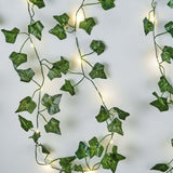 7ft Warm White 20 LED Green Silk Ivy Garland Vine String Lights, Battery Operated Fairy Lights