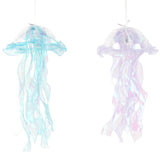 6 Pack Blue Purple Jellyfish Lamp Hanging Lantern Lights, 3 Flashing Modes Organza Ribbon#whtbkgd