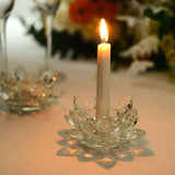 Clear 4.5inch Crystal Glass Lotus Flower Votive Candle Holders, Tealight Taper Candle Stands