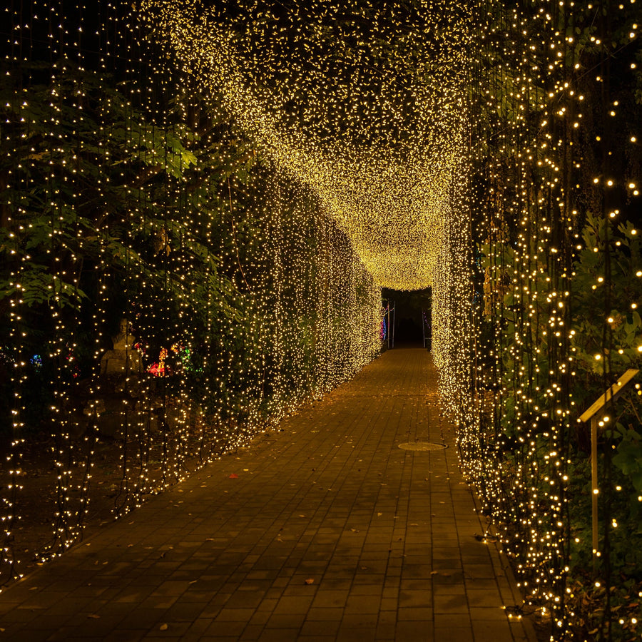 10ftx30ft LED Curtain String Lights, 8 Modes Warm White 900 LED Plug-in Waterproof Fairy Lights for Indoor Outdoor Backdrop