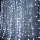 20ftx10ft White Sheer Organza w/Cool LED Lights Decorative Curtain Panel