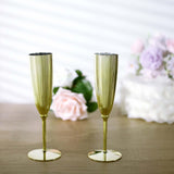 6 Pack | Metallic Gold 5oz Plastic Champagne Flutes Disposable Glasses For Champagne