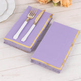 50 Pack Lavender Lilac Soft 2 Ply Disposable Party Napkins with Gold Foil