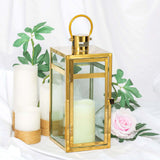 12inch Gold Vintage Top Stainless Steel Candle Lantern Centerpiece Outdoor Metal Patio Lantern