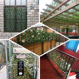 Expandable Wooden Lattice Fence With Artificial Ivy Leaf Trellis Vines, Accordion Backdrop Fencing