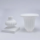 2 Pack | 20inch PVC Urn Planter, Floral Pedestal Flower Pot White Plant Stand