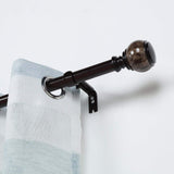 42-126inch Adjustable Curtain Rod Set, Chocolate Brown, Marble Finials