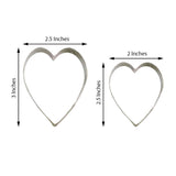 2pcs Stainless Steel Heart Shaped Cookie Biscuit Cutters Party Wedding Favors Set With Box - 2.5",3"