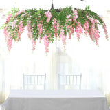 55inch Artificial Silk Wisteria Vine Round Hanging Canopy Pink & Dusty Rose, Draping Garland Flower