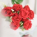 2 Bushes | 18inch Real Touch Red Artificial Rose Flower Bouquet, Silk Long Stem Flower Arrangements