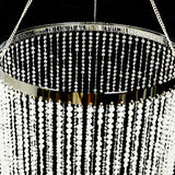 20ft Hanging Beaded Crystal Column Chandelier, Tall Beads Curtain Round