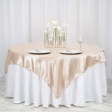 60x60 Beige Seamless Square Satin Tablecloth Overlay