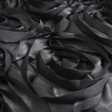 14inch x 108inch Black Grandiose 3D Rosette Satin Table Runner