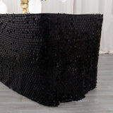 21ft Black Premium Big Payette Sequin Dual Layered Satin Table Skirt