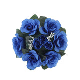 4 Pack | 3inches Royal Blue Artificial Silk Rose Flower Candle Ring Wreaths