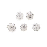 5 Pcs | Assorted Silver Plated Mandala Crystal Rhinestone Brooches | Floral Sash Pin Brooch Bouquet Decor