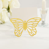 25 Pack Gold Butterfly Table Number Holders with White Printable Cards