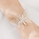 4 Pack | Silver Metal Butterfly Napkin Rings, Decorative Laser Cut Cloth Napkin Holders