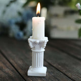 6 Pack | Antique 2.5inch White Roman Column Pillar Pedestal Candle Holders