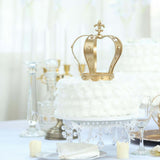 8inch Gold Metal Fleur-De-Lis Top Royal Crown Cake Topper, Centerpiece