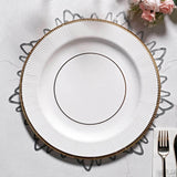 25-Pack Disposable Round Charger Plates in White Sunray Design with Gold Rim - 350GSM Heavy Duty Paper Chargers for Chic Table Settings 13"