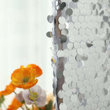 5ft Sparkly Silver Double Sided Big Payette Sequin Chiara Backdrop Stand Cover For Fitted Round Top 