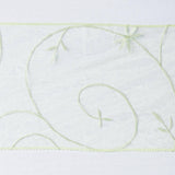 5 PCS | 7 Inch x108 Inch | Apple Green Embroidered Organza Chair Sashes | TableclothsFactory