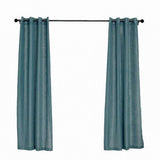 2 Pack | Handmade Blue Faux Linen Curtains 52x84inch Curtain Panels With Chrome Grommets