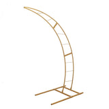 6.5ft Gold Metal Half Crescent Moon Wedding Arbor Frame, Curved Design Arch Flower Balloon Stand