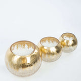 4inch Gold Foiled Crackle Glass Bud Vase Table Centerpiece, Bubble Bowl Round Flower Vase