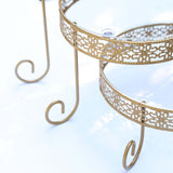 15inch Tall Gold Metal Rotating Cake Stand with Clear Acrylic Round Plates, Hollow Lace Design 3