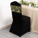 5 Pack Hunter Emerald Green Gold Wave Chair Sash Bands With Embroidered Sequins