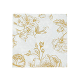 50 Pack White Gold 2-Ply Paper Beverage Napkins in French Toile Floral Pattern#whtbkgd