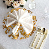 10 Pack Metallic Gold Sheer Organza Dining Table Mats with Swirl Foil Floral Design