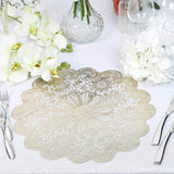 6 Pack Gold Vinyl Placemats, Vintage Floral Lace Non-Slip Dining Table Mats 15"