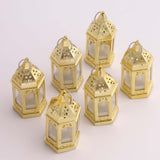 6 Pack Clear Moroccan Style Mini Lantern with Flickering LED Tealight Candles