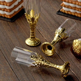 12 Pack | Gold Stem Clear Mini Champagne Flute Glass Party/Gift Favors - 4inch