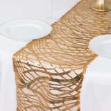 12x108inch Gold Wave Mesh Table Runner With Embroidered Sequins