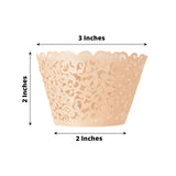 25 Pack | Blush Rose Gold Lace Laser Cut Paper Cupcake Wrappers, Muffin Baking Cup Trays